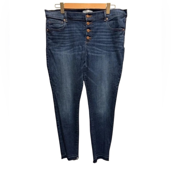 Loft Made and Loved Women’s Button Fly Modern Skinny Jeans Raw Hem 32/14 - Picture 1 of 11